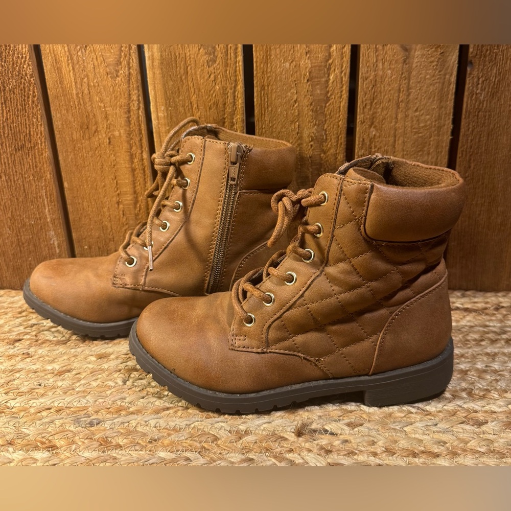 Girl’s Tan Lace-Up Boots - Picture 2 of 6
